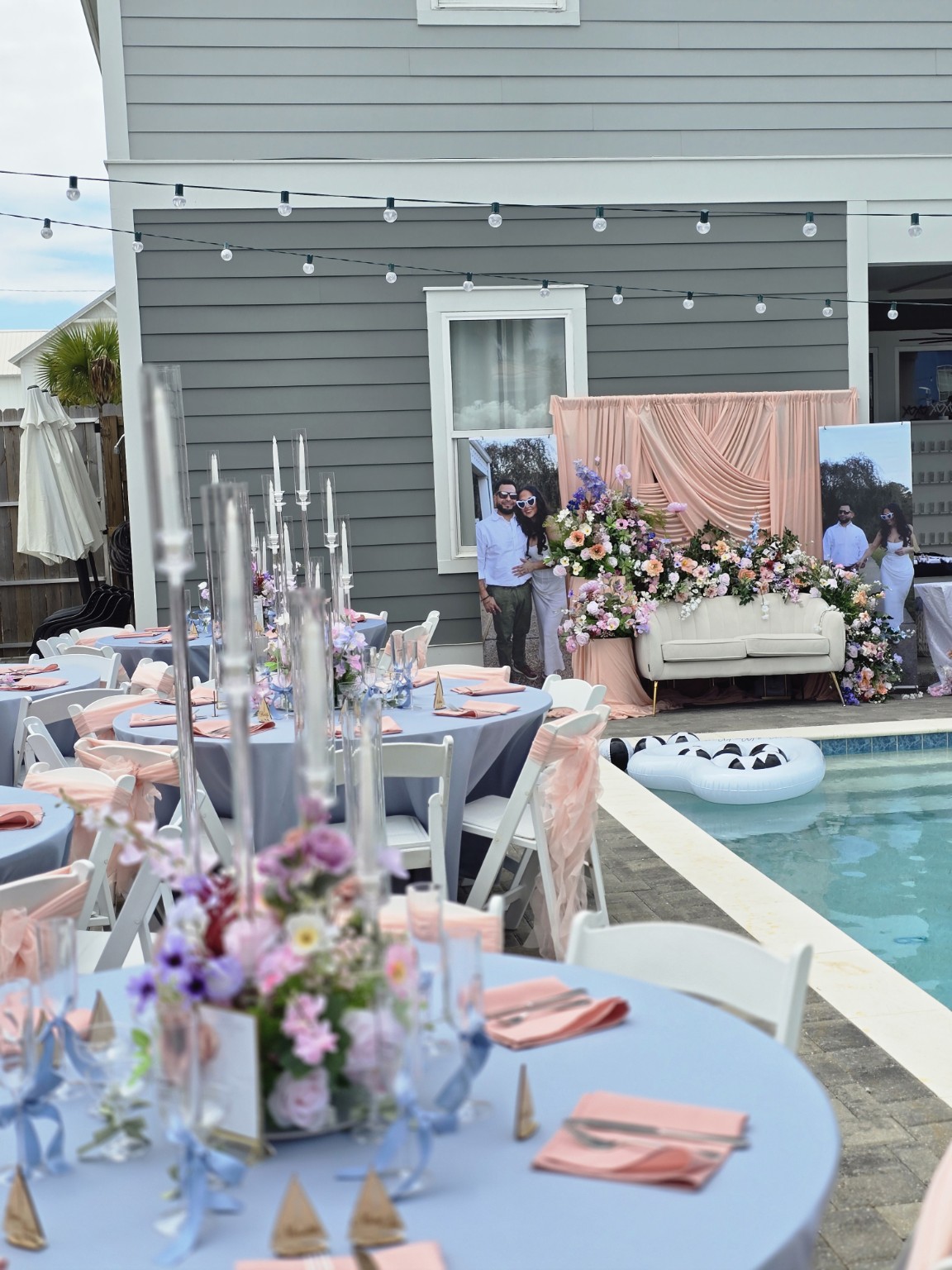 Poolside floral and event décor